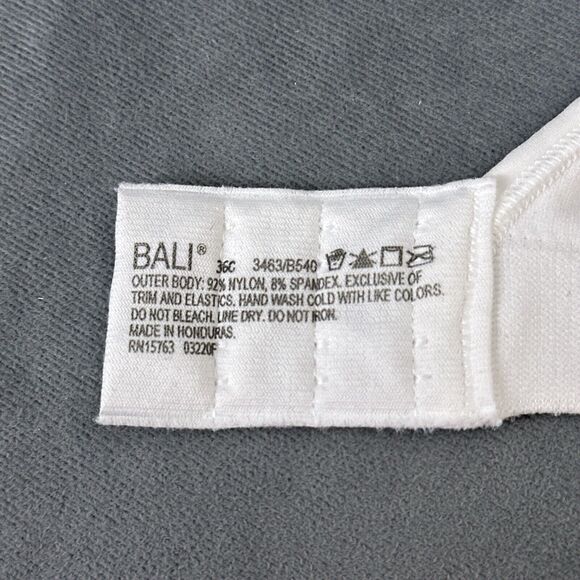 Bali Comfort Revolution Bra Size 36C White Wirefree Lined Soft Cup Polka Dot - Picture 5 of 5